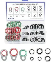 bylikeho A/C O Ring Kit,Car Accessories Gasket,O Ring Assortment Kit,AC O Ring Kit,60pcs AC Seal Kit,A/C Compressor Seal Kit,Automotive Replacement Seal Gasket,AC Gasket Kit