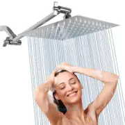 12 In Square Stainless Steel Rain Shower Head with 11" Adjustable Extension Arm