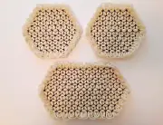 3 Pc's Woven Hexagon Hot Pads / Pot Holders / Trivets - Off White & Brown