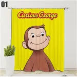 CURIOUS GEORGE 窗簾 卡通3D印花 遮光布 客廳 臥室 書房 窗簾 可客制尺寸和圖案