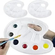 BEADNVOA Paint Tray Palette Paint Pallet with Thumb Hole Model Painter Tray for Kids Artists Painters (3 pcs, for Acrylic, Oil, Watercolor)