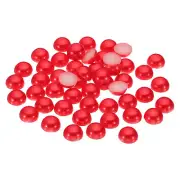 150Pcs Flatback Pearls Beads, 14mm Flatback Pearls, Red