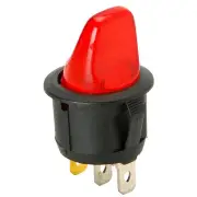 SPST Round Toggle Switch w/Red Illumination 12VDC