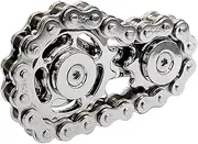 Young Wolf Fidget Spinner Bicycle Chain Spinner with 2 Speed Linkage Figity Spinning Finger Game Zinc Alloy Mechanical Durable with Smooth Bearings (Silver)
