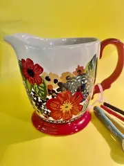 Pioneer Woman dazzling dahlias measuring cup and spoons ceramic pitcher 2018