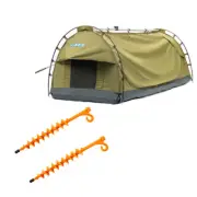 Adventure Kings Deluxe Escape Single Swag 4WD + 2x GroundGrabba Lite Sand Pegs
