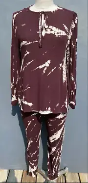 YOUNG FABULOUS & BROKE TOP & JANSEN JOGGER RAISIN STARBURST WASH 2PC SUIT -SMALL