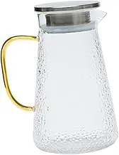 COLLBATH Stylish 1300ml Cool-Resistant Water Carafe Glass Pitcher Lid Household Juice Kettle