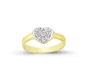9CT GOLD BABY RING C/Z HEARTS CHILDS KIDS CUBIC ZIRCONIA SIGNET SOLID BAND BOX