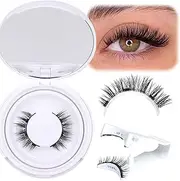 LYCENXI Magnetic Eyelashes, Fluffy False Eyelashes, No Glue Needed, Natural Strip Eye Lashes, Cat Eye, 1 Pair, Synthetic Hair, Durable with Applicator