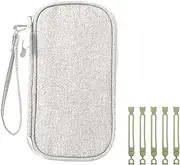 Electronic Organizer Travel with 5Pcs Silicone Cable Ties,Portable Double Layers Travel Cable Charger Storage, Cable Organiser Case Tech Pouch Small for Phone Charger Data Cable Pencil (Gray)