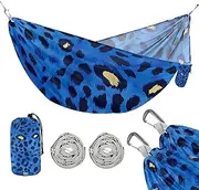 Blue Leopard 330lb Capacity Camping Hammock Fabric Hammock for Patio Backyard Lounge Base hamaca de Algodon para Jardin