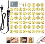 Wood Burning Kit with Letter Stamps, DIY Wood Burning Letters for Gifts, Home Décor, Leather, and Wedding Projects, Adjustable Pyrography Tool with Copper Alphabet Stamps Set (Set B-80W)