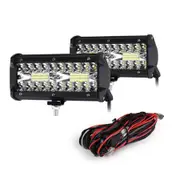 2x 40 LED 7 Inch Light Bar CREE 4WD off road Spot Flood Fog Headlight Work Lamp