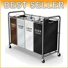 Multicolor Rolling Laundry Sorter Cart - 4 Section Hamper with Removable Bags