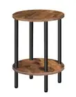 Round Side Table 2-Tier End Table Small Round Nightstand with Sturdy Metal Tu...