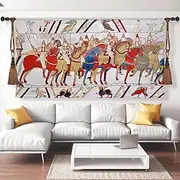 Jacquard Woven Tapestry Gobelin Aubusson Tapestry Wall Hanging Bayeux Tapestry Loom Cotton Weave Living Room Bedroom Decoration(without Stick and Tassels)