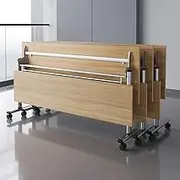 GYDUHYE Foldable Meeting Table Set of 3,Flip Top Mobile Training Table with Modesty and Lockable Wheels, for Conference Rooms,Training Rooms,Media Centers,Classrooms (Size:120 * 60 * 75cm,Color:B)