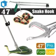 47" Long Foldable Snake Tongs Catcher Hook Reptile Grabber Clamp Handling Tool