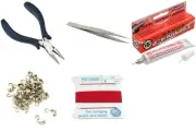 Bead Tip Kit - Pliers, Tweezers, Cement, 30 Bead Tips & Red Bead Cord #6