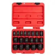 SUNEX TOOLS Drive SAE Impact Socket Set 1/2" Intermediate Universal (19-Piece)