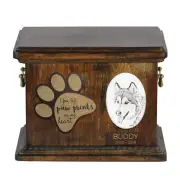 Alaskan Malamute urn with a ceramic plate Art-Dog