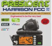 President Harrison FCC 40 Channel AM / FM 7 Color Display CB Radio Brand New