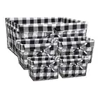 Farmhouse Chicken Wire Storage Baskets with Liner, Set of Vintage Black Check