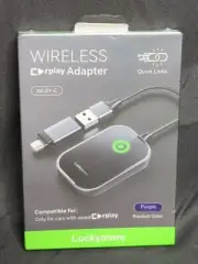 Luckymore Wireless Carplay Adapter WL01-C Converts Wired Sealed & New Purple