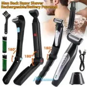 Full Body Hair Removal Groomer w/ Long Handle Electric Back Shaver Razor for Men