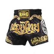 Top King Muay Thai Kickboxing Shorts Black Gold