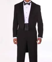 Men's Tuxedo Suit with Long Tail, comes with Pants, black & White Fortino Landi