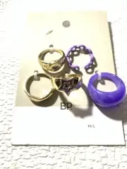Nordstrom BP. 5pc Ring Set Purple Multi Size M/L NEW Costume Jewelry