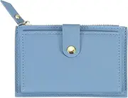 [uxcell] Small Credit Card Holder Slim PU Leather Wallet Minimalist Card Case Holder Coin Purse Change Purse with Cotton and Zipper for Men Women (Blue)