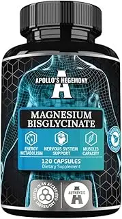 Magnesium Bisglycinate (Magnesium Diglicinate) 100mg - 120 Vegan Capsules - 4 months supplu - Support for Muscles and Nervous System - Gentle on the Stomach - by Apollo's Hegemony