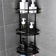 Bathroom Shelves No-Drill Corner Shelf Shower Storage Rack Holder Toilet Organizer Bathroom Accessories Bathtub Rack With Hook Black 3 Layer