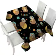 Funny Cool Sloth in Space Tablecloth