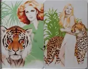 Swap cards Modern playing card back Lovely Ladies with wild cats