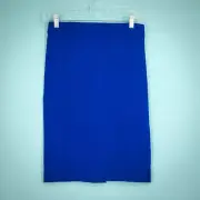 Ann Taylor Size XS Blue Seamed Pencil Straight Pull On Stretch Viscose Skirt NEW