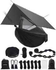 Sunyear Hammock Camping with Rain Fly Tarp and Net, Portable Camping Hammock Dou