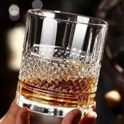 kddigz Whiskey Glasses Premium,Scotch Glasses Set of 6, Old Fashioned Whiskey Glasses, Style Glassware for Bourbon, Rum Glasses Bar Tumbler Whiskey Glasses (20-Diamond Round-6 pcs- 300)