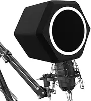 penypeal Microphone Wind Shield Pop Filter Isolation Ball, Acoustic for Record Studios Mic, Sound-Absorbing Foam Five-sided Seal Design to Effectively Reduces Noise and Reflections, black