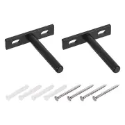 2Pcs 3 Inch Wall Mounting Floating Shelf Bracket Blind Shelf Support, Black