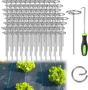 120Pcs Landscape Staples with Pick Hook 9 Gauge Circle Top Garden Stakes 6In Gal