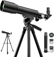 Telescope 50mm Aperture 360mm AZ Manual Focus Portable Telescope for Kids & Beginners with Tripod, Black