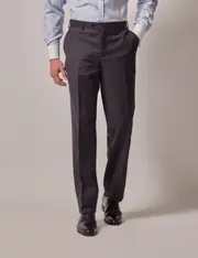 Hawes & Curtis Dark Charcoal Twill Wool Tailored Fit Suit Trousers Size: 44" (EU 60)