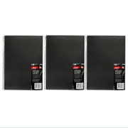 3x Jasart 120 Page A4 Visual Diary 21x29.7cm Journal Notebook Stationery Black