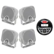 Marine Stereo Bluetooth Digital Radio Receiver+4" Boat Surface Mount Speakers