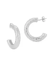 Chloe and Madison Silver Hammered Hoops