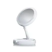 Supperstore Desktop Multifunctional Makeup Mirror Rechargeable Table Lamp Double-sided Mirror Folding with Fill Light